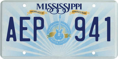 MS license plate AEP941