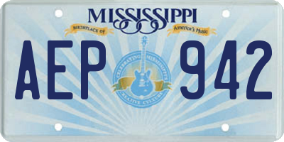 MS license plate AEP942