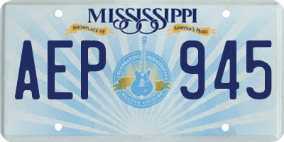 MS license plate AEP945