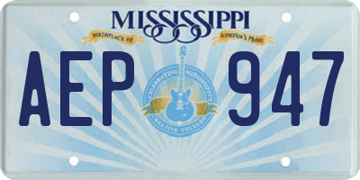 MS license plate AEP947