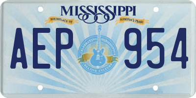 MS license plate AEP954