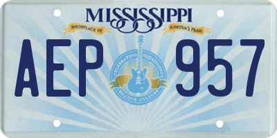 MS license plate AEP957