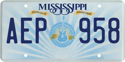 MS license plate AEP958