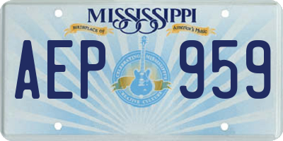MS license plate AEP959