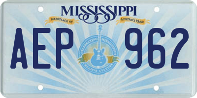 MS license plate AEP962