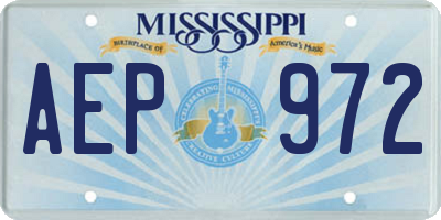 MS license plate AEP972