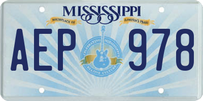 MS license plate AEP978
