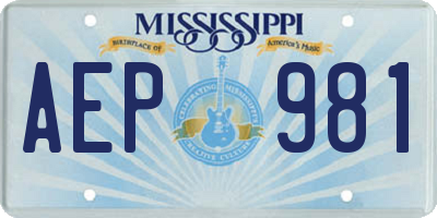 MS license plate AEP981
