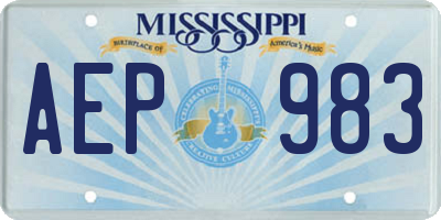 MS license plate AEP983
