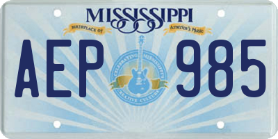 MS license plate AEP985
