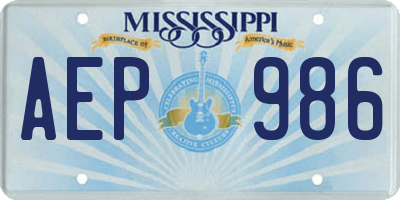 MS license plate AEP986