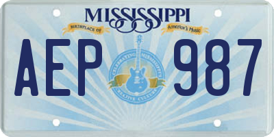 MS license plate AEP987
