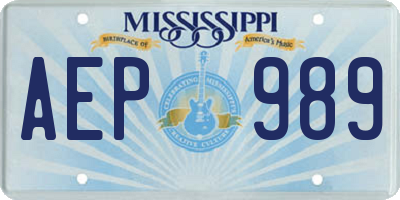 MS license plate AEP989