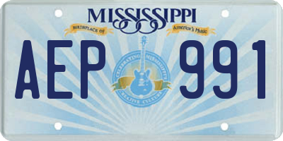 MS license plate AEP991