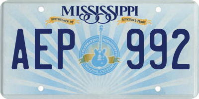 MS license plate AEP992