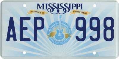 MS license plate AEP998