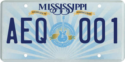 MS license plate AEQ001