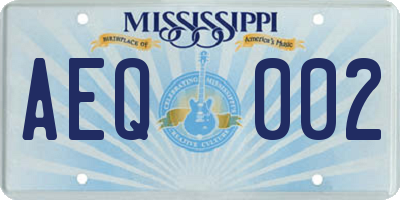 MS license plate AEQ002