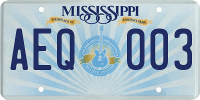 MS license plate AEQ003