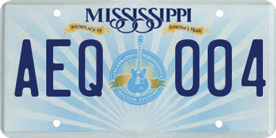 MS license plate AEQ004