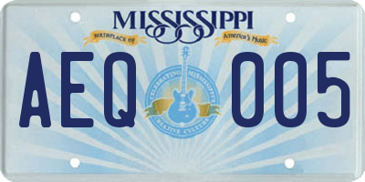 MS license plate AEQ005