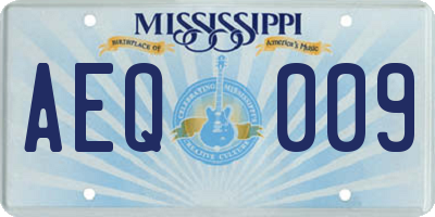 MS license plate AEQ009