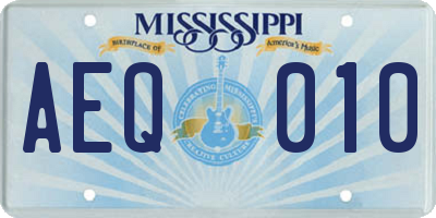 MS license plate AEQ010