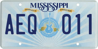 MS license plate AEQ011