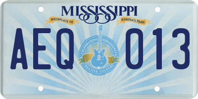 MS license plate AEQ013