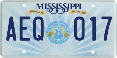 MS license plate AEQ017