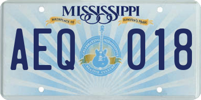 MS license plate AEQ018