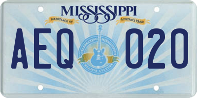 MS license plate AEQ020