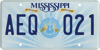 MS license plate AEQ021