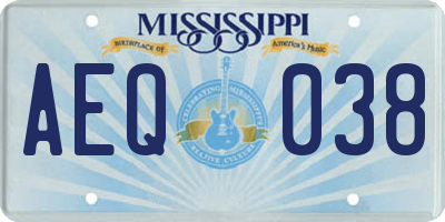 MS license plate AEQ038