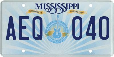 MS license plate AEQ040