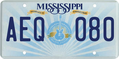 MS license plate AEQ080