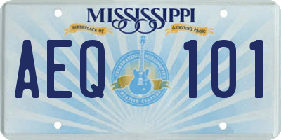 MS license plate AEQ101
