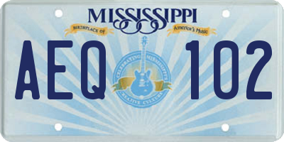 MS license plate AEQ102