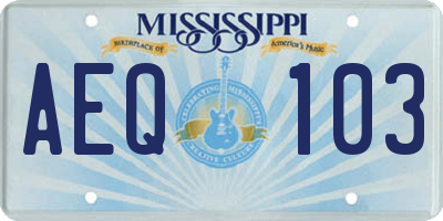 MS license plate AEQ103