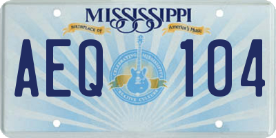 MS license plate AEQ104