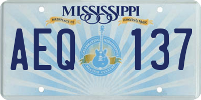 MS license plate AEQ137