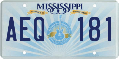 MS license plate AEQ181