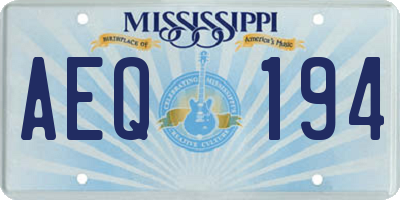 MS license plate AEQ194