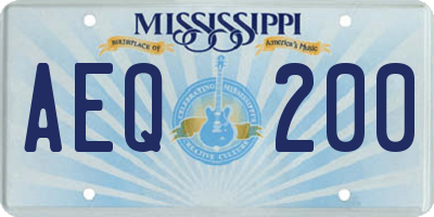 MS license plate AEQ200