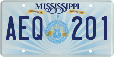 MS license plate AEQ201