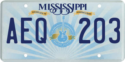 MS license plate AEQ203