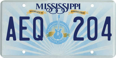 MS license plate AEQ204
