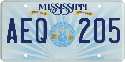MS license plate AEQ205