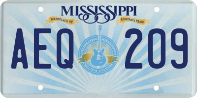 MS license plate AEQ209