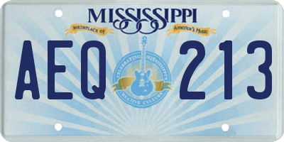 MS license plate AEQ213